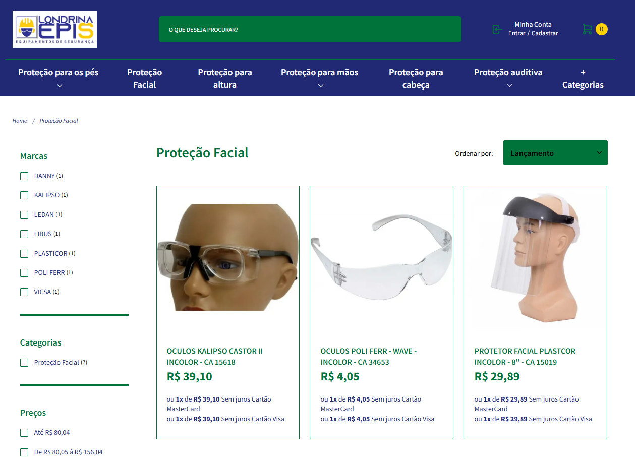 Categorias de produtos Londrina EPIs