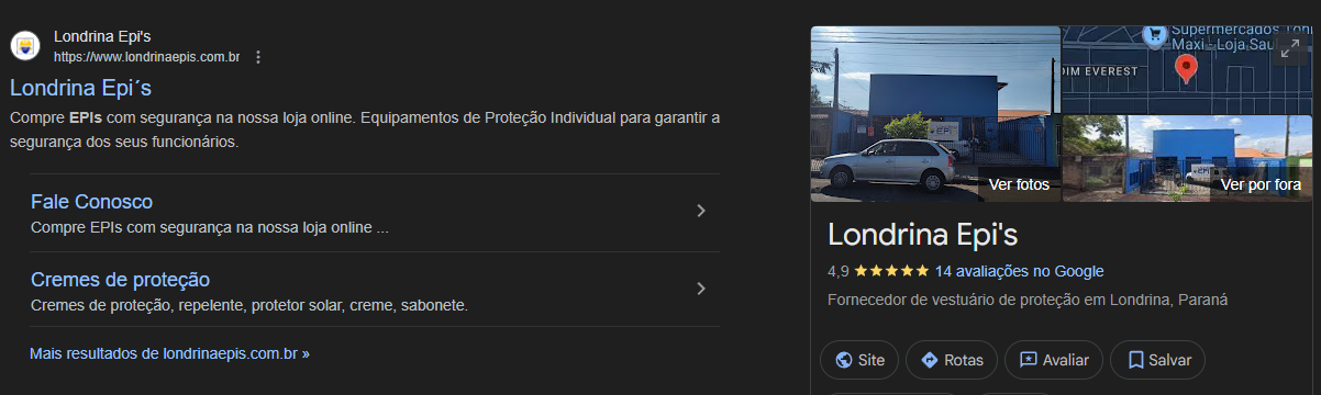 Posicionamento Google Londrina EPIs